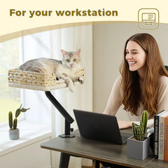 360° Rotatable Cat Desk Bed with Adjustable Stand
