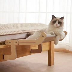 Wooden Cat Window Hammock – Hanging Basking Bed with Detachable Frame