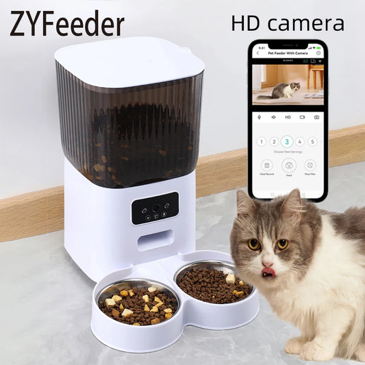Smart Automatic Pet Feeder with Camera – WiFi Dog & Cat Food Dispenser with Timer & Stainless Steel Bowl