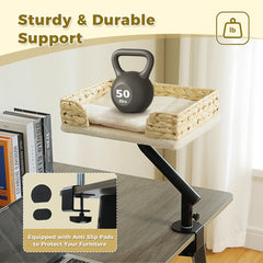 360° Rotatable Cat Desk Bed with Adjustable Stand