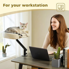 360° Rotatable Cat Desk Bed with Adjustable Stand