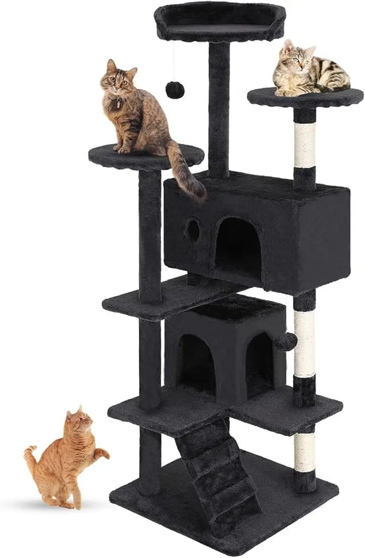 Multi-Level Cat Tree with Scratching Posts & Platforms – Dark Gray