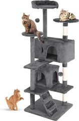 Multi-Level Cat Tree with Scratching Posts & Platforms – Dark Gray