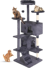 Multi-Level Cat Tree with Scratching Posts & Platforms – Dark Gray