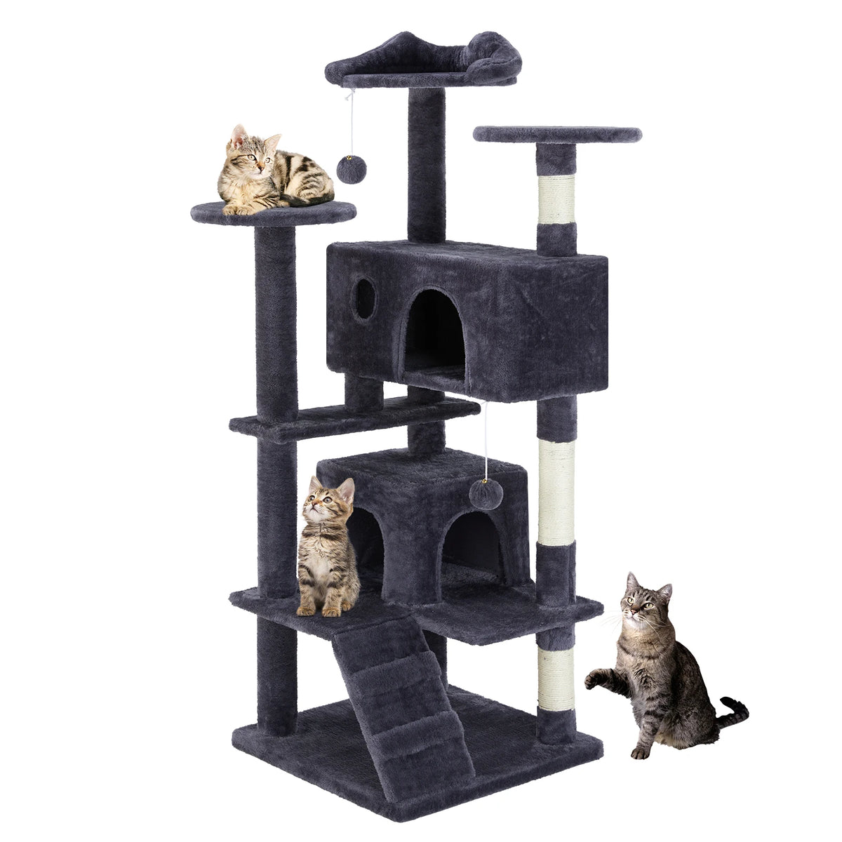 54” Multi-Level Cat Tree Tower with Scratching Posts