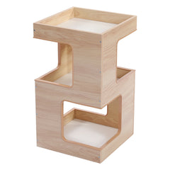 Modern Wooden Cat Condo House with Removable Soft Mats – Cat Tree Tower with Scratching Pad, Cozy Bed & Interactive Kitten Toys
