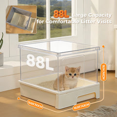 Enclosed Cat Litter Box with Lid & Scoop – Large Indoor Cat Toilet with Pull-Out Drawer, Top Exit Design & Anti-Tracking System