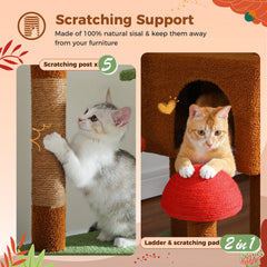 Floor-to-Ceiling Cat Tree Tower – Adjustable Height with Cozy Condo, Hammock & Scratching Posts, Tall Activity Center (Brown)