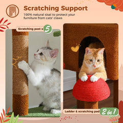 Floor-to-Ceiling Cat Tree Tower – Adjustable Height with Cozy Condo, Hammock & Scratching Posts, Tall Activity Center (Brown)