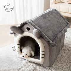 Foldable Pet House with Mattress – Winter Kennel for Small & Medium Pets
