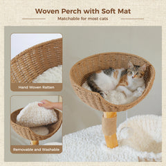 Modern Solid Wood Cat Tree Tower – Luxury Indoor Cat Condo with Cozy Hammock, Flower Bed, Scratching Post & Interactive Cat Toys