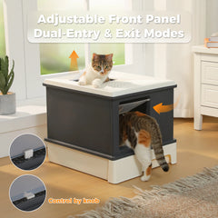 Enclosed Cat Litter Box with Lid & Scoop – Large Indoor Cat Toilet with Pull-Out Drawer, Top Exit Design & Anti-Tracking System