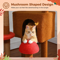 Floor-to-Ceiling Cat Tree Tower – Adjustable Height with Cozy Condo, Hammock & Scratching Posts, Tall Activity Center (Brown)