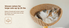 Modern Solid Wood Cat Tree Tower – Luxury Indoor Cat Condo with Cozy Hammock, Flower Bed, Scratching Post & Interactive Cat Toys