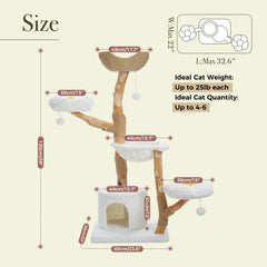 Modern Large Cat Tree Tower with Wicker Basket Bed & Sisal Scratching Post – Stylish Indoor Cat Condo & Activity Center