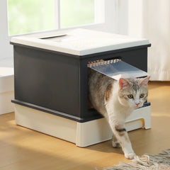 Enclosed Cat Litter Box with Lid & Scoop – Large Indoor Cat Toilet with Pull-Out Drawer, Top Exit Design & Anti-Tracking System