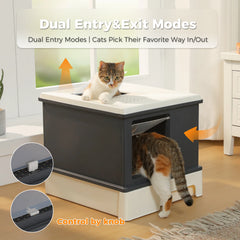 Enclosed Cat Litter Box with Lid & Scoop – Large Indoor Cat Toilet with Pull-Out Drawer, Top Exit Design & Anti-Tracking System