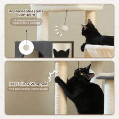 All-in-One Wooden Cat Tree with Litter Bo