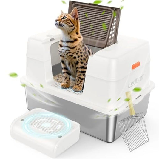 Premium Stainless Steel Enclosed Cat Litter Box – Large, Odor-Free & Easy Clean