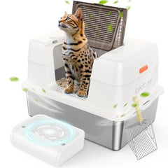 Premium Stainless Steel Enclosed Cat Litter Box – Large, Odor-Free & Easy Clean