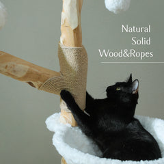 Modern Large Cat Tree Tower with Wicker Basket Bed & Sisal Scratching Post – Stylish Indoor Cat Condo & Activity Center