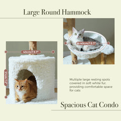 Modern Large Cat Tree Tower with Wicker Basket Bed & Sisal Scratching Post – Stylish Indoor Cat Condo & Activity Center