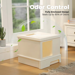 Enclosed Cat Litter Box with Lid & Scoop – Large Indoor Cat Toilet with Pull-Out Drawer, Top Exit Design & Anti-Tracking System