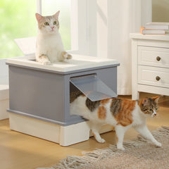 Enclosed Cat Litter Box with Lid & Scoop – Large Indoor Cat Toilet with Pull-Out Drawer, Top Exit Design & Anti-Tracking System