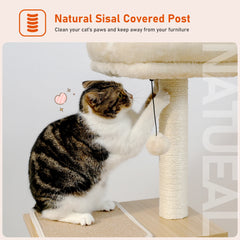 Modern Multi-Level Wooden Cat Tree – Cozy Condo, Hammock & Sisal Scratching Posts for Indoor Cats