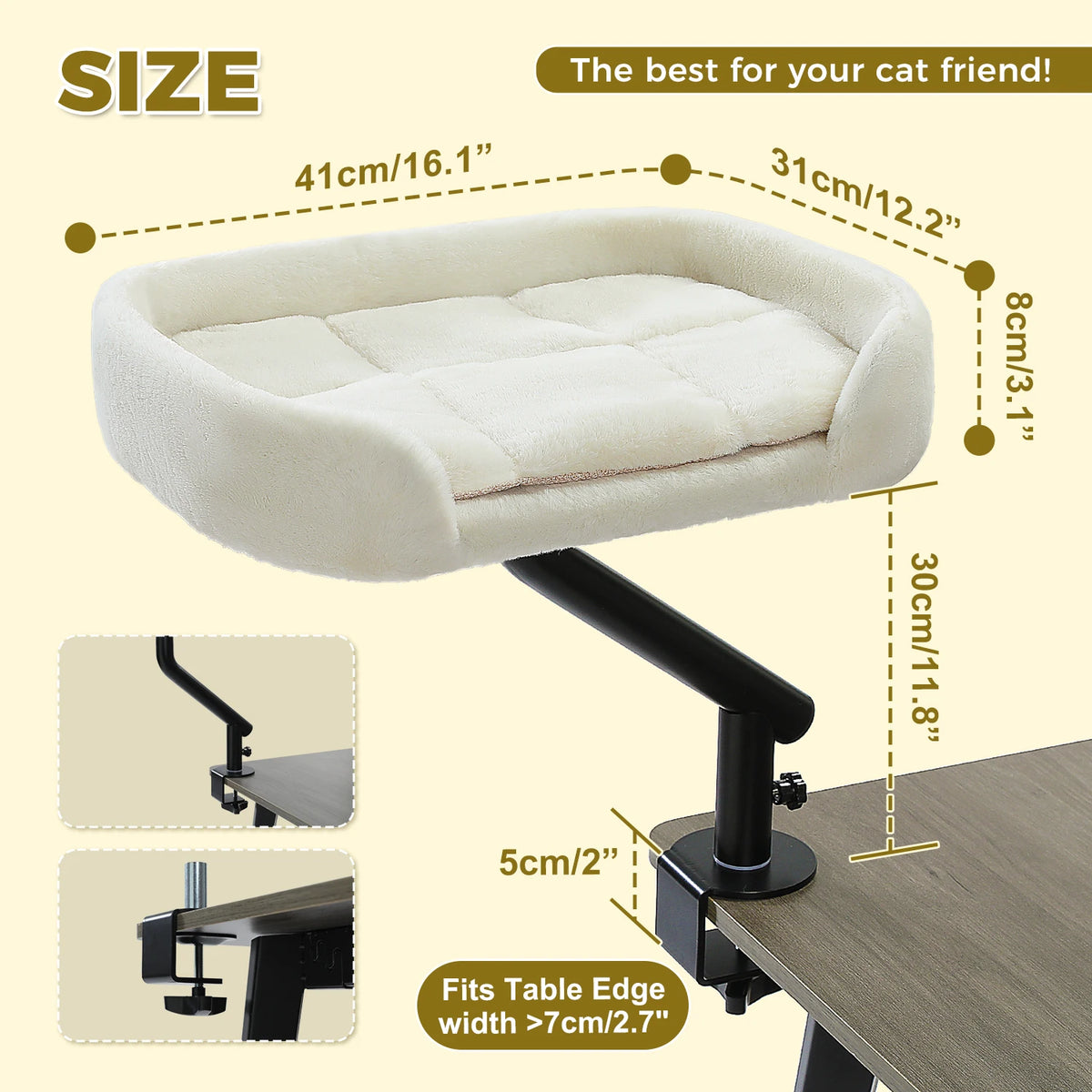 360° Rotatable Cat Desk Bed with Adjustable Stand