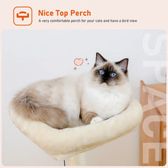 Modern Multi-Level Wooden Cat Tree – Cozy Condo, Hammock & Sisal Scratching Posts for Indoor Cats