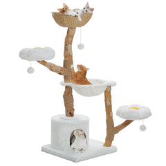 Modern Large Cat Tree Tower with Wicker Basket Bed & Sisal Scratching Post – Stylish Indoor Cat Condo & Activity Center