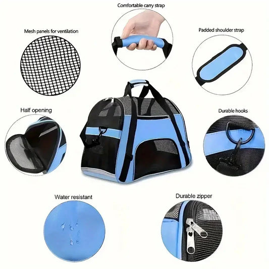 Breathable Pet Travel Bag – Portable Carrier for Puppies & Cats