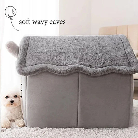 Foldable Pet House with Mattress – Winter Kennel for Small & Medium Pets