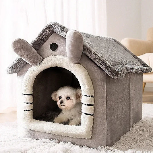 Foldable Pet House with Mattress – Winter Kennel for Small & Medium Pets