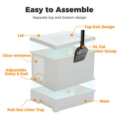 Enclosed Cat Litter Box with Lid & Scoop – Large Indoor Cat Toilet with Pull-Out Drawer, Top Exit Design & Anti-Tracking System