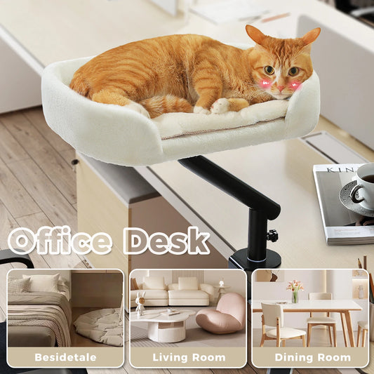 360° Rotatable Cat Desk Bed with Adjustable Stand