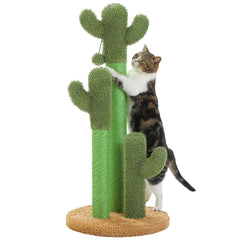Cactus Cat Scratching Post – Tall Indoor Cat Scratcher with 3 Sisal Poles & Interactive Dangling Ball Toys