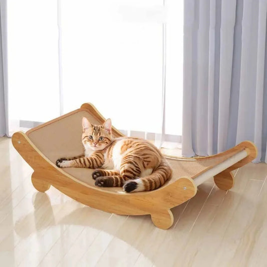 Wooden Cat Scratcher Bed – Detachable & Wear-Resistant Toy