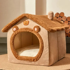 Foldable Pet House with Mattress – Winter Kennel for Small & Medium Pets
