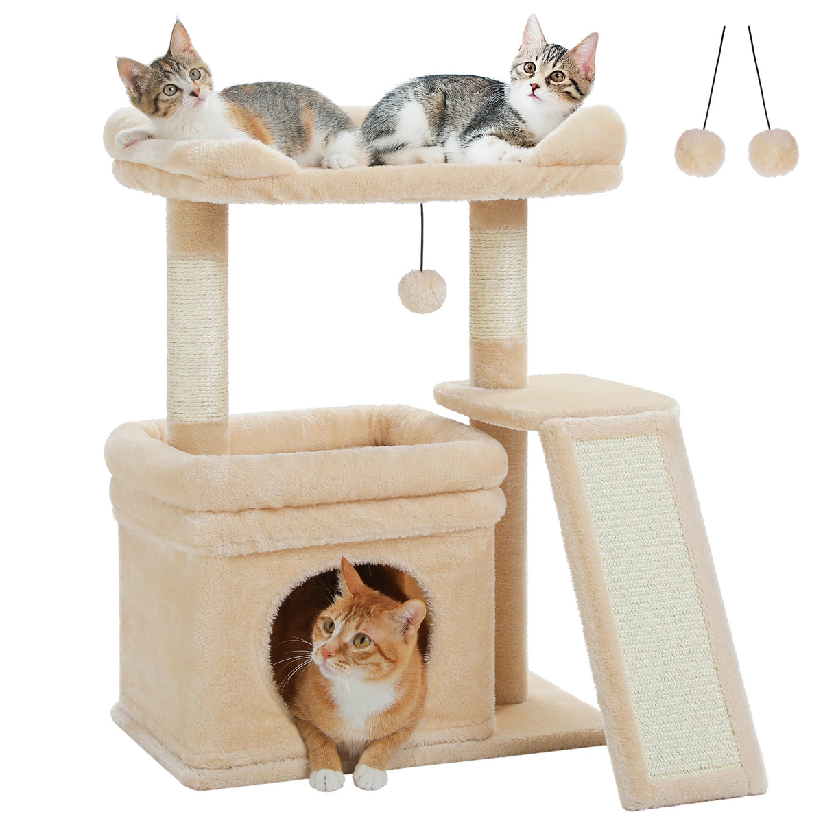 27” Safe & Stable Cat Tree with Condo & Sisal Scratcher