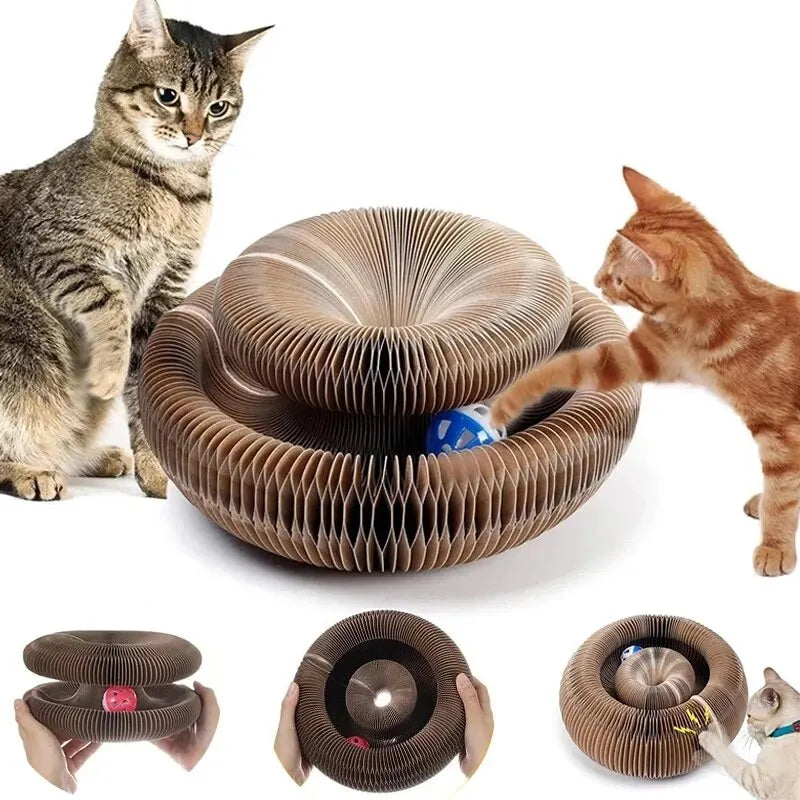 Magic Round Cat Scratcher with Ball – Claw Grinder & Climbing Toy
