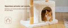 Modern Solid Wood Cat Tree Tower – Luxury Indoor Cat Condo with Cozy Hammock, Flower Bed, Scratching Post & Interactive Cat Toys