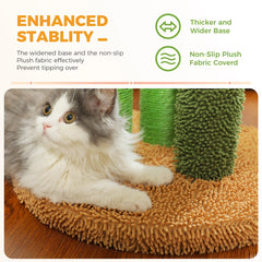 Cactus Cat Scratching Post – Tall Indoor Cat Scratcher with 3 Sisal Poles & Interactive Dangling Ball Toys