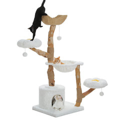 Modern Large Cat Tree Tower with Wicker Basket Bed & Sisal Scratching Post – Stylish Indoor Cat Condo & Activity Center