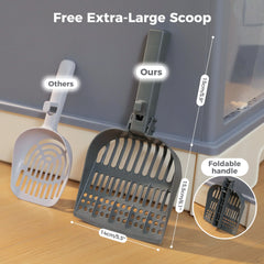 Enclosed Cat Litter Box with Lid & Scoop – Large Indoor Cat Toilet with Pull-Out Drawer, Top Exit Design & Anti-Tracking System