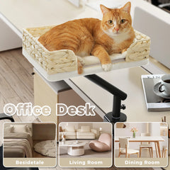 360° Rotatable Cat Desk Bed with Adjustable Stand