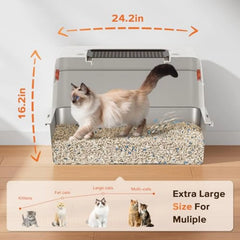 Premium Stainless Steel Enclosed Cat Litter Box – Large, Odor-Free & Easy Clean