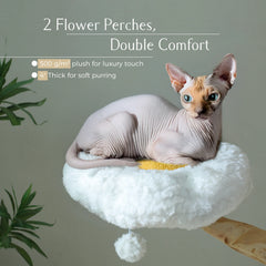 Modern Large Cat Tree Tower with Wicker Basket Bed & Sisal Scratching Post – Stylish Indoor Cat Condo & Activity Center